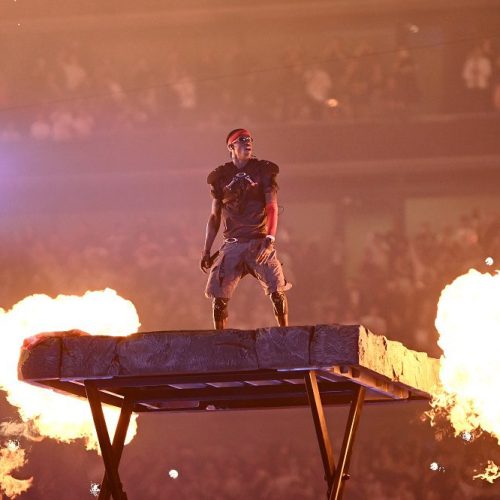 LONDON, ENGLAND - JULY 11: Travis Scott performs onstage during the Utopia – Circus Maximus World Tour at Tottenham Hotspur Stadium on July 11, 2024 in London, England. (Photo by Gareth Cattermole/Getty Images for Live Nation)